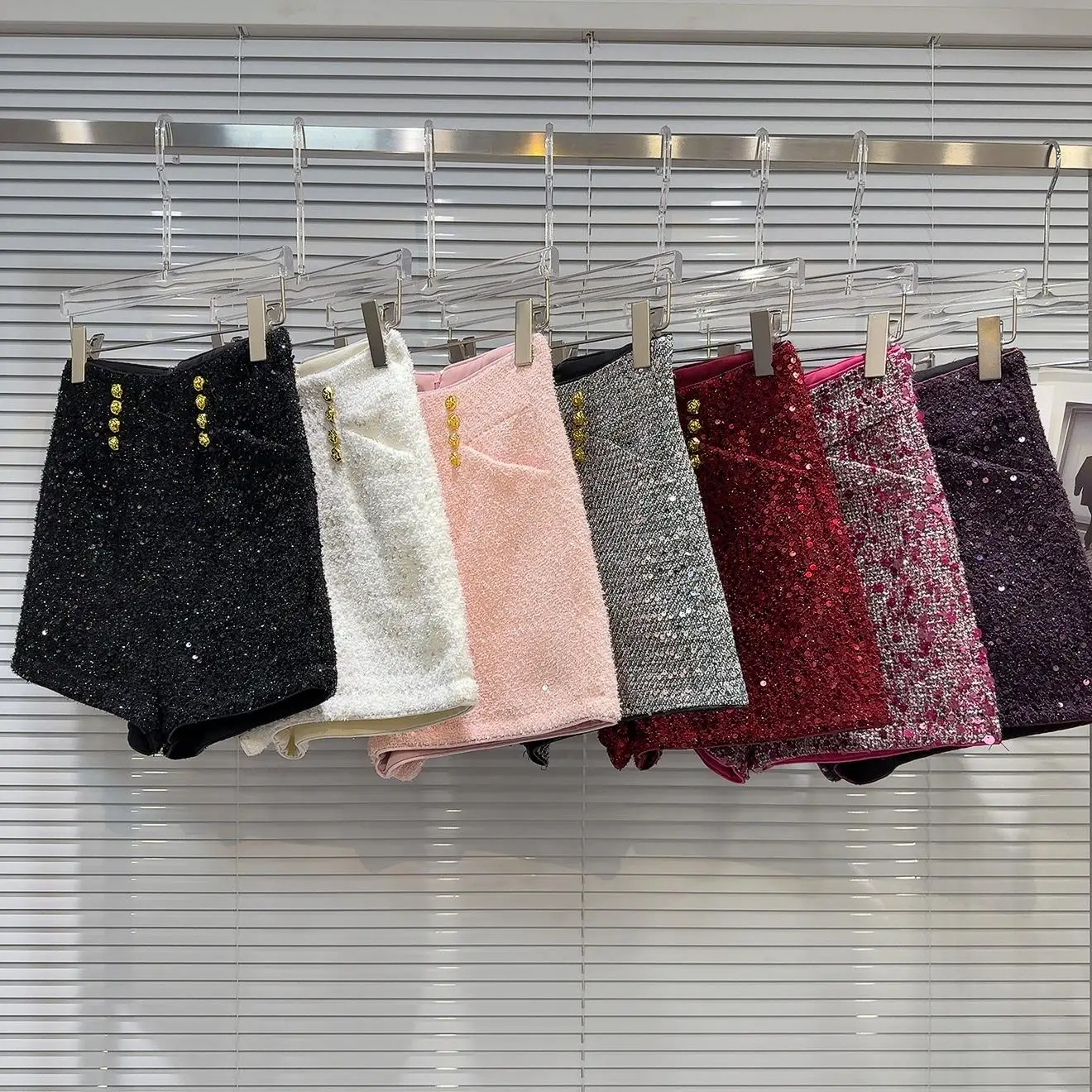 شتاء جديد Sle عيون كبيرة صف مزدوج معدني أزرق مشرق Tead Thi تويد تي شيرت ربع ort التمهيد السراويل النساء عادية Str...