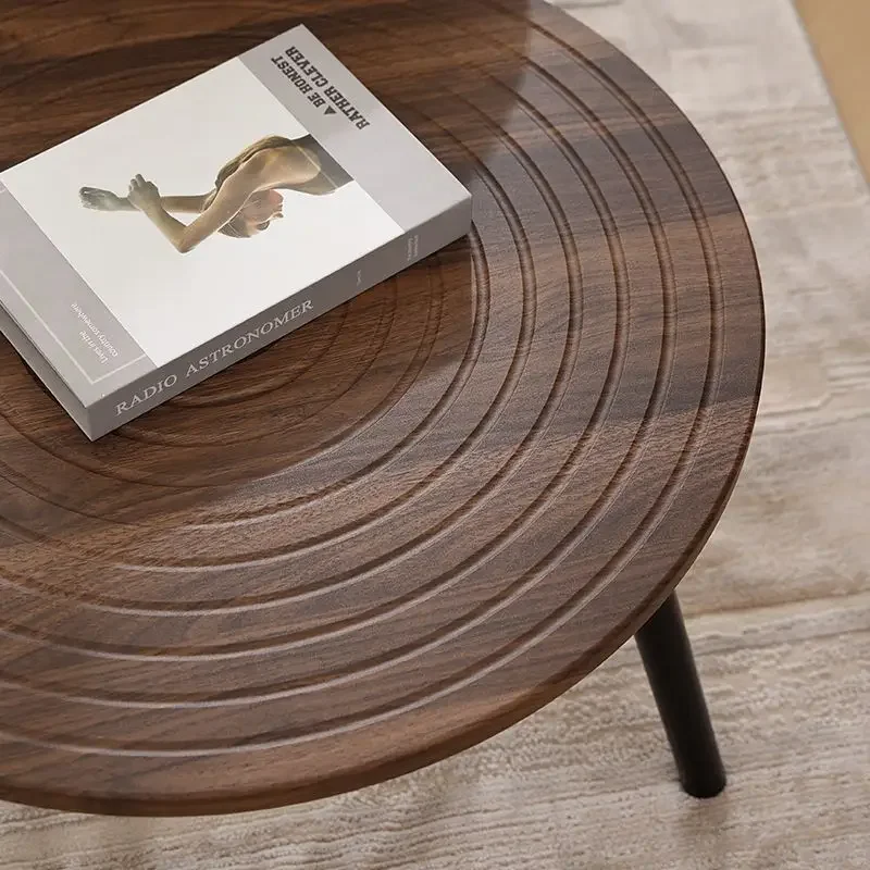 Light luxury annual rings retro living room coffee table small table simple modern round small coffee table home sofa