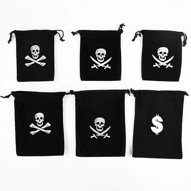 Pirate Loot Bags Goodie Bags With Drawstring Pirate Treasure Bags For Halloween Custume Decoration Gift Bag Candy Jewelry Pocket