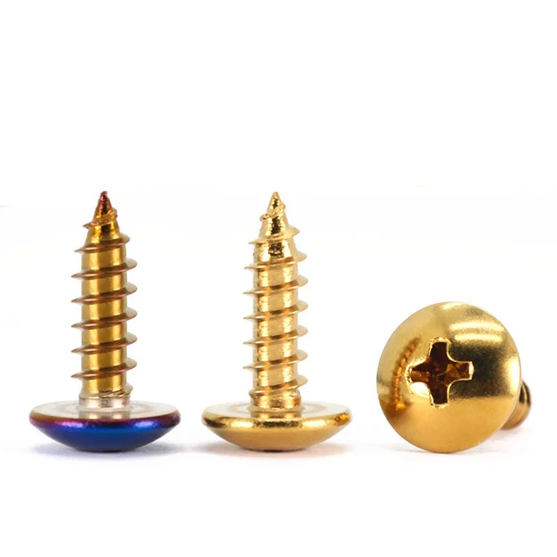 M5 Blue/gold 304 Stianless Steel Recessed Truss Self Tapping Screw Phillips Mushroom Wood Screws