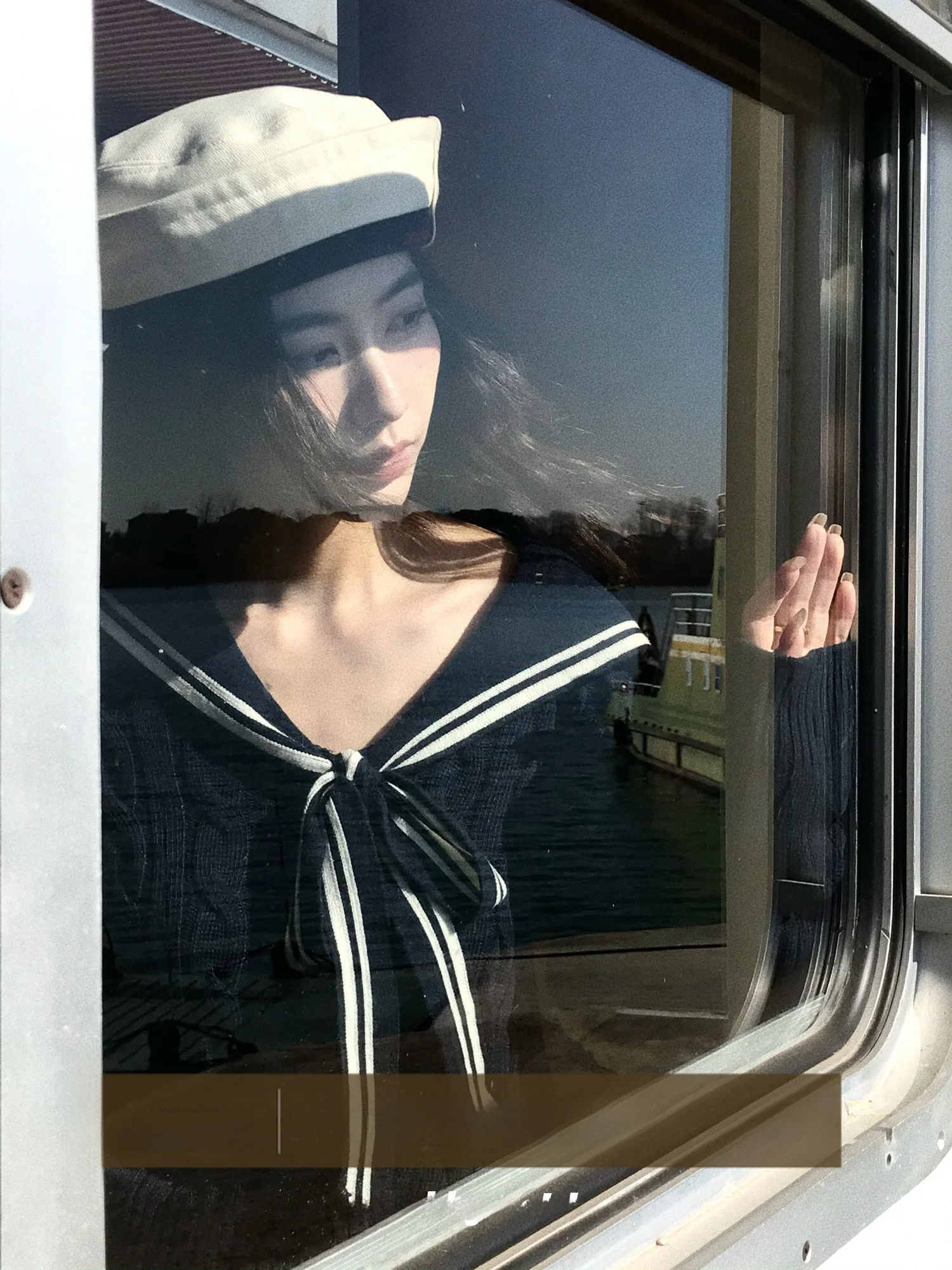 

Navy Knitted Sweater Women's ort Sle Knot Design Soft Polyester Blend Spring Faion College Sle Bow Sweater