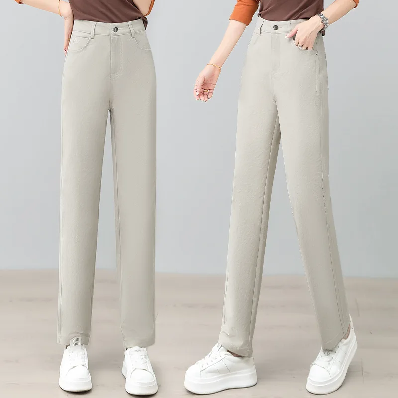 

Женские шаровары, новые весенне-осенние утягивающие универсальные маленькие прямые повседневные брюки с высокой талией, облегающие брюки с девятью точками