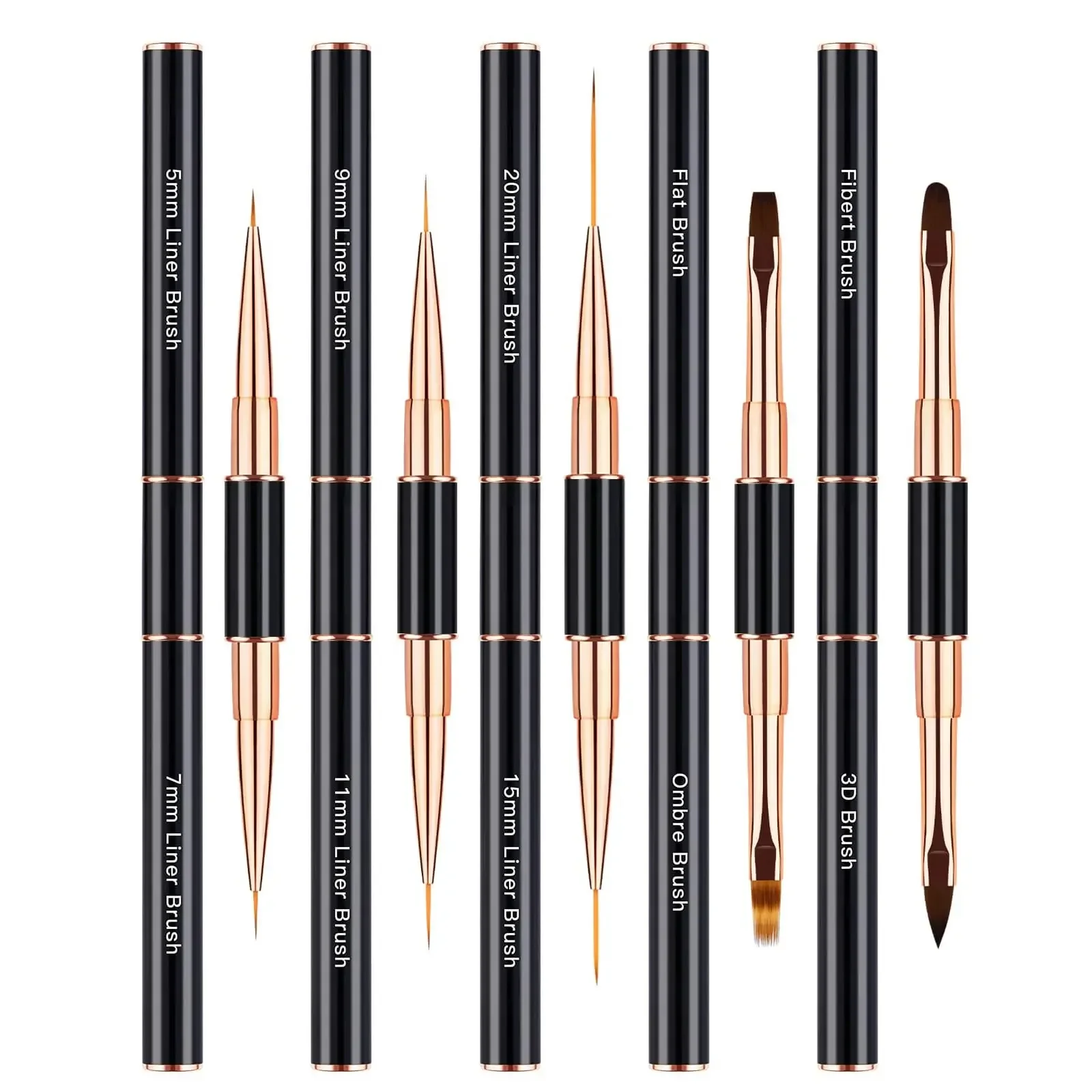 

Nail Art Brushes Set - Professional 5pcs Double-Ended Acrylic Nail Art Brushes Liner Detail Brushes For Drawing Design Brushes