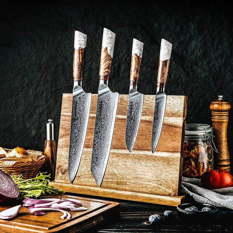 Grandsharp 4PCS Knife Set Damascus Steel knives 10Cr15C0Mov Steel Vegetables Fruit Slicer kiritsuke Chef Knife Cooking Tools