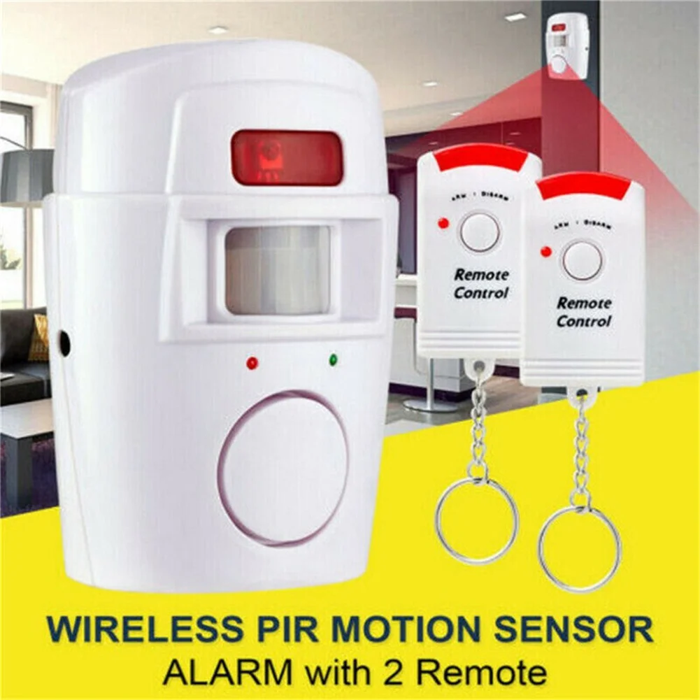 

Wireless Indoor Motion Sensor Alarm With 2 Remote Controls Home Security Guard System For Shop Office Garage