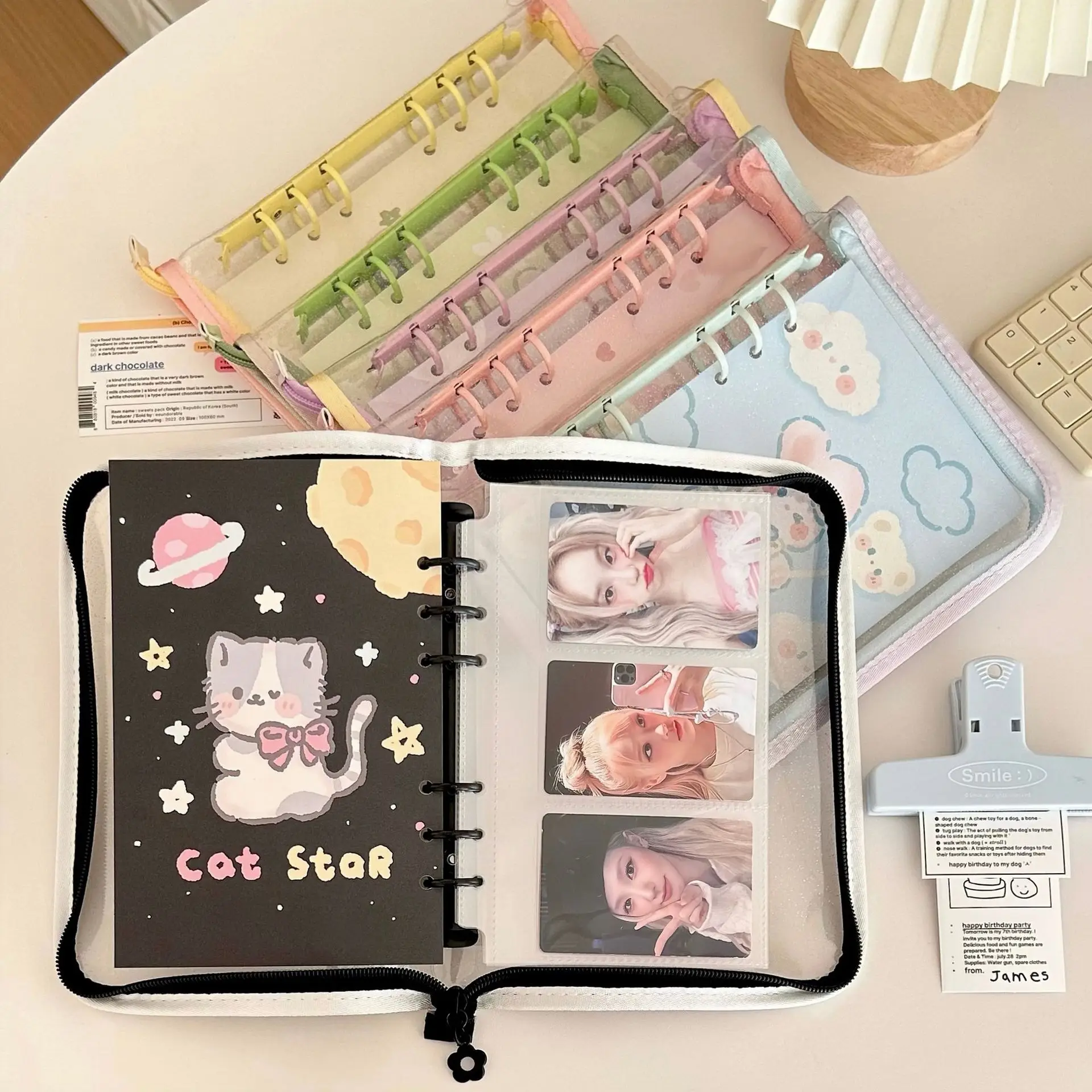 A6 Pvc Zipper Cover Cute Kpop Idol Card Album Photo Storage Book Binder Photocards Collect Book Journal Cover School Stationery