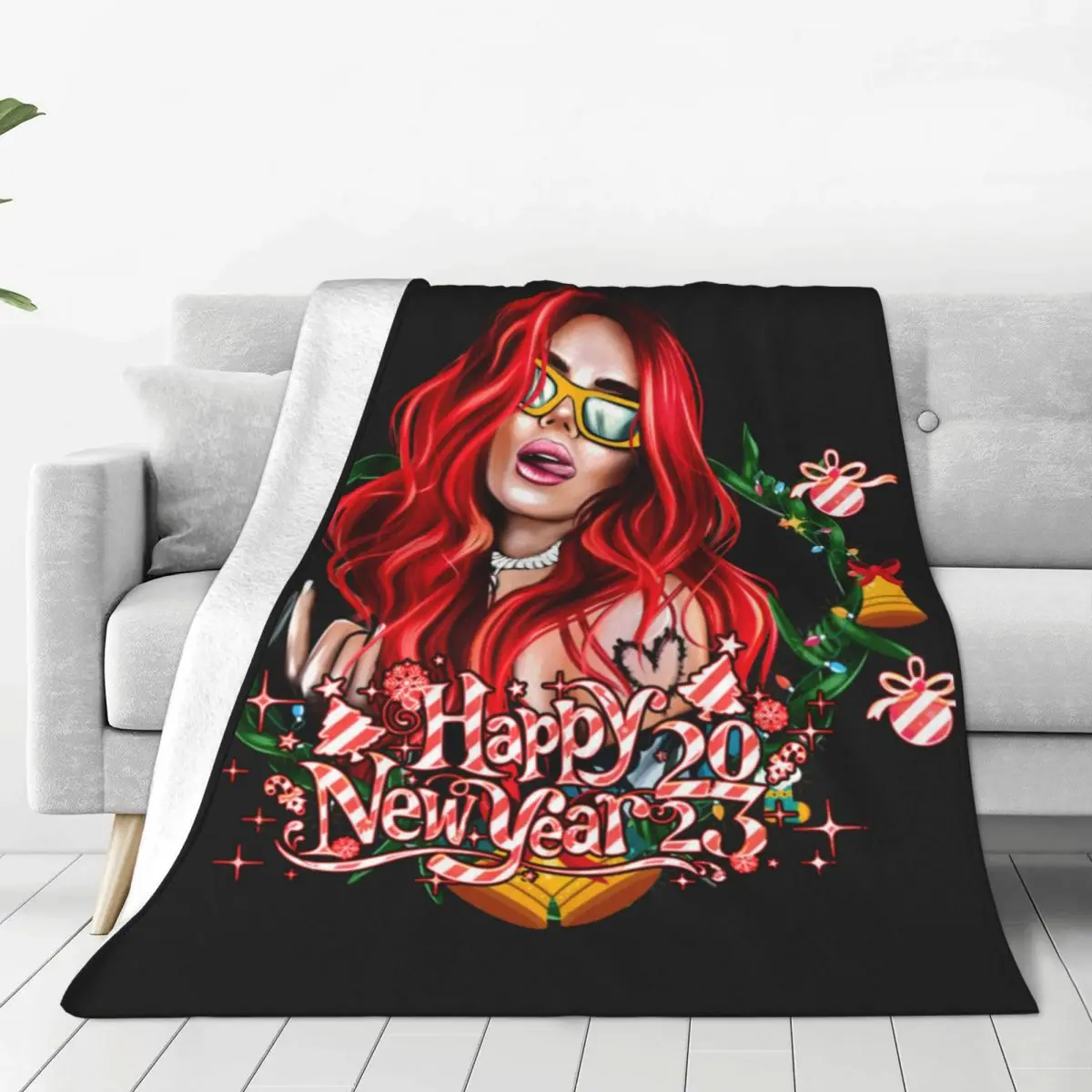 Karol G Christmas Gift Warm Soft Blankets Colombian Music Singer Camping Throw Blanket Winter Flannel Bedspread Sofa Bed Cover