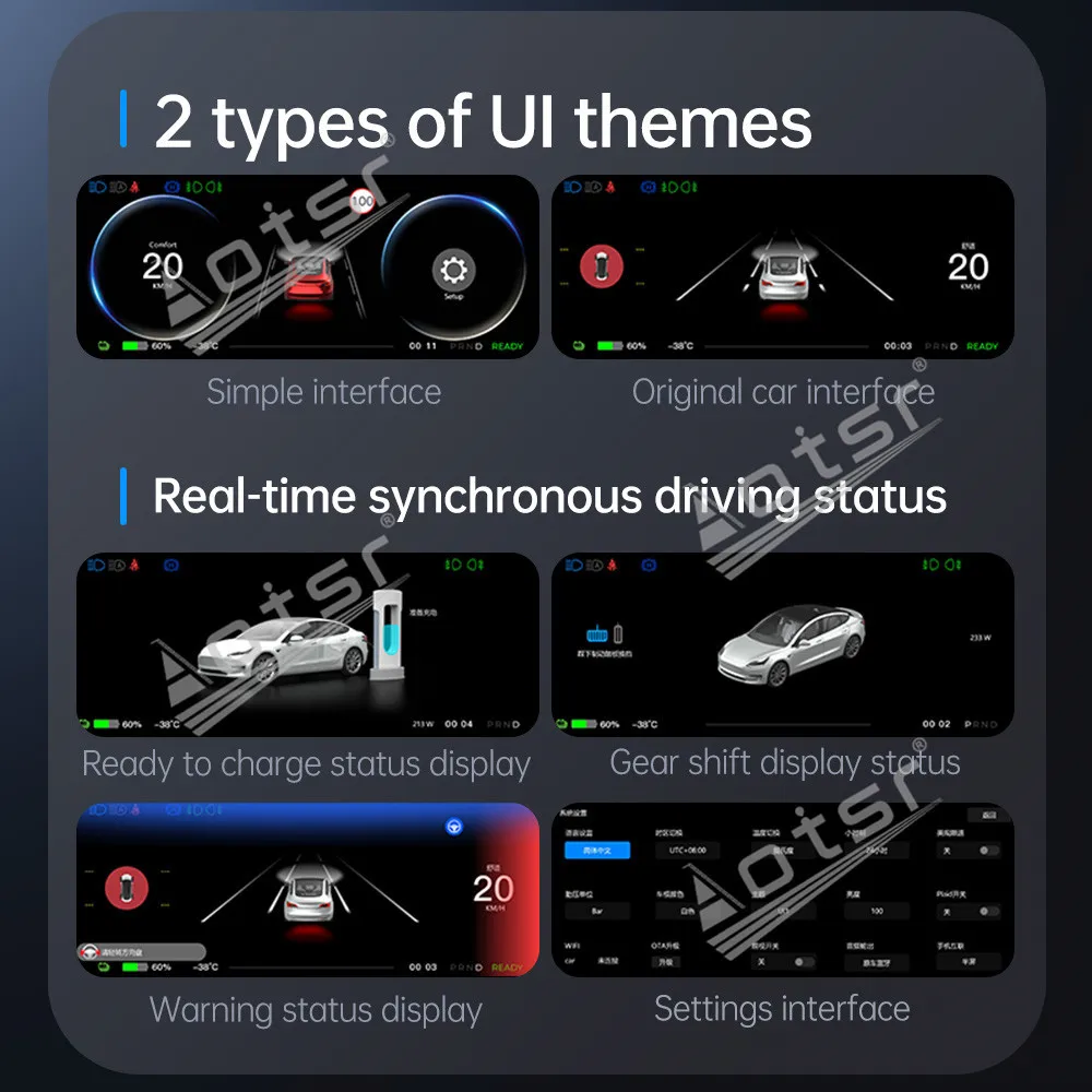 8.9 Inch Integrated Smart Instrument Center Console Suitable For Model 3 Highland Digital Cluster Virtual Cockpit Dashboard