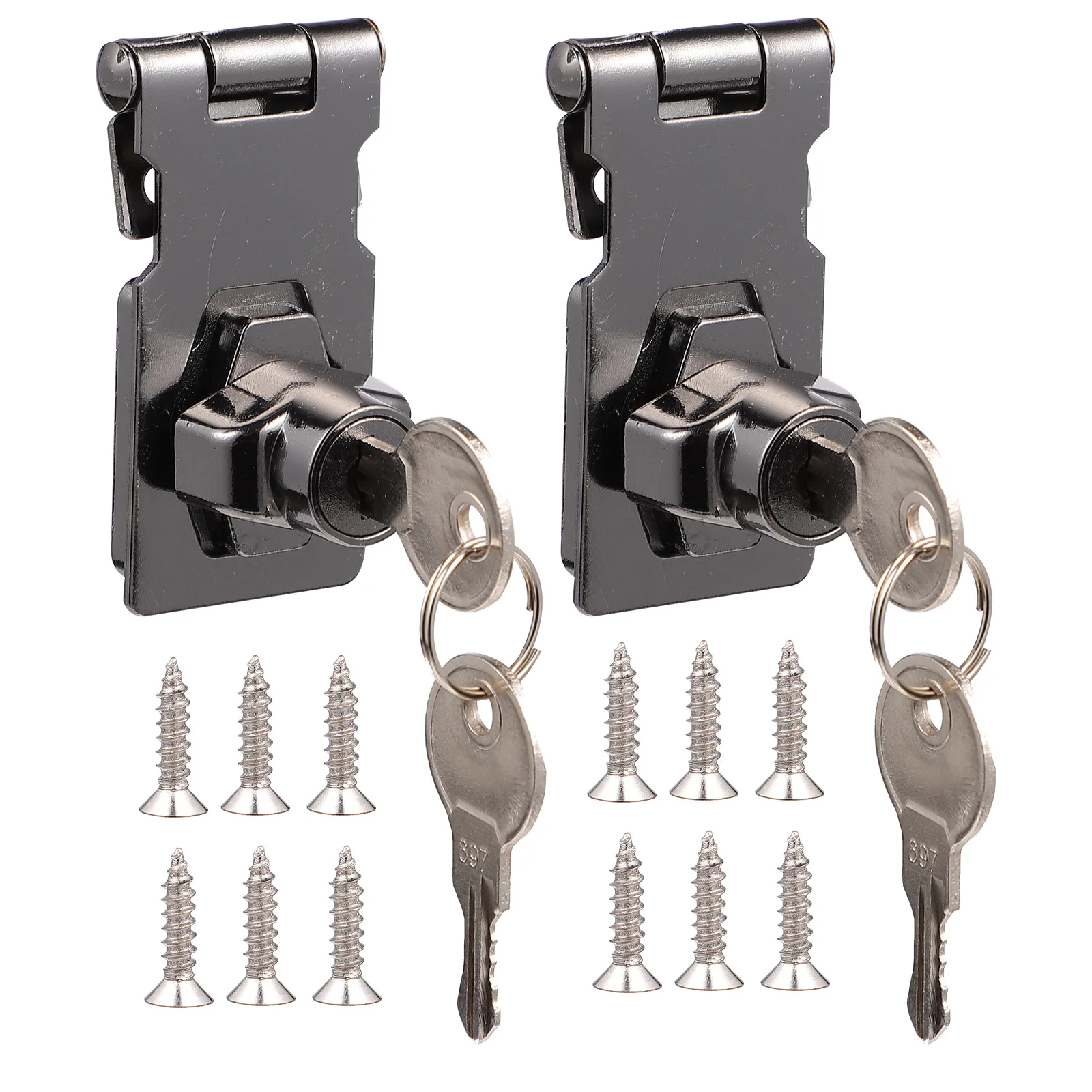 

2Pcs Lock Buckle Cabinet Door Hasp Locks 90 Degree Keyed Metal Hasps for Home Office Drawer Locker Security Keyed Hasp Locks