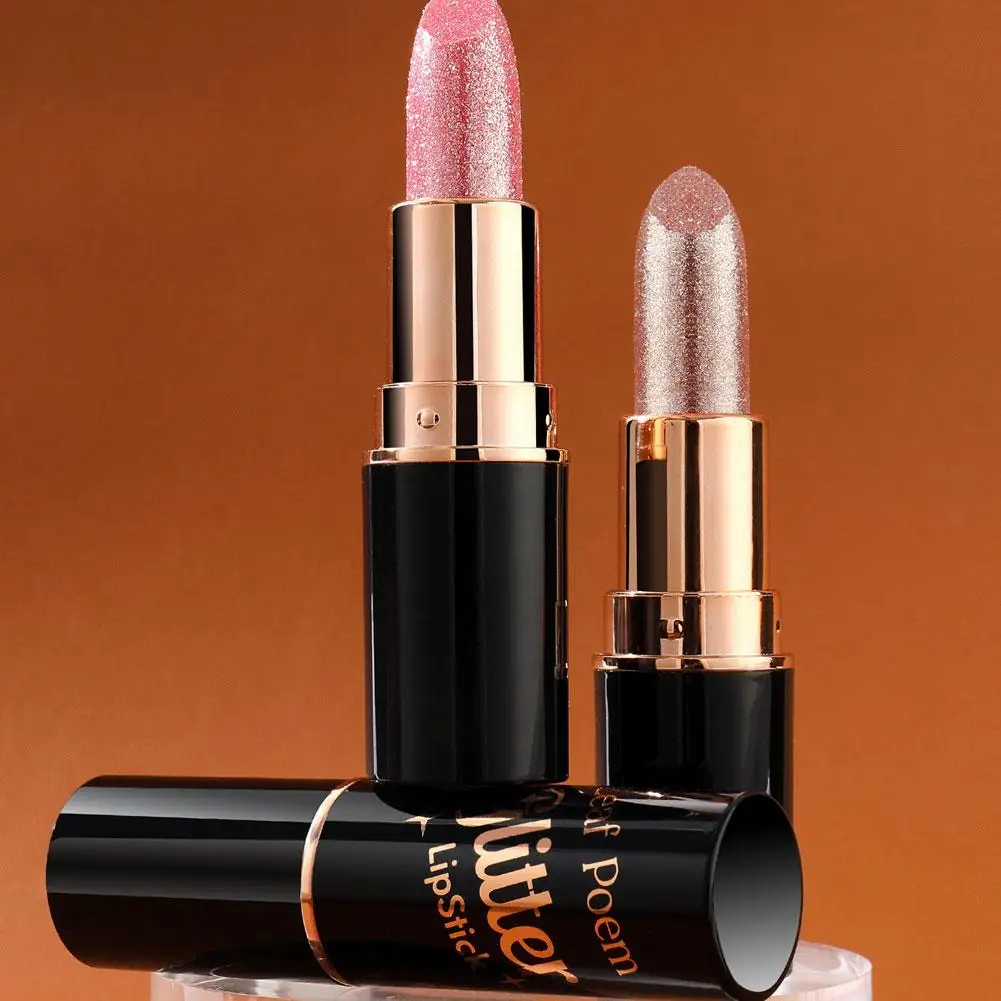Rossetto glitter metallizzato Abbagliante idratante Vellutato Lucidalabbra rosso sexy Balsamo per labbra perlescente con diamante opaco impermeabile