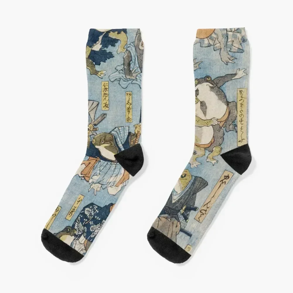 

Famous Heroes of the Kabuki Stage as Frogs Socks funny gift winter gifts soccer anti-slip loose Women Socks Men's