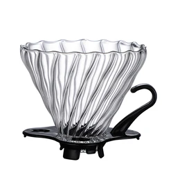 Glass Coffee Dripper, Size 02/ 01, Glass Dripper, Pour Over Coffee Funnel Dripper Coffee Cone Brewer Filter w/ Removable Base