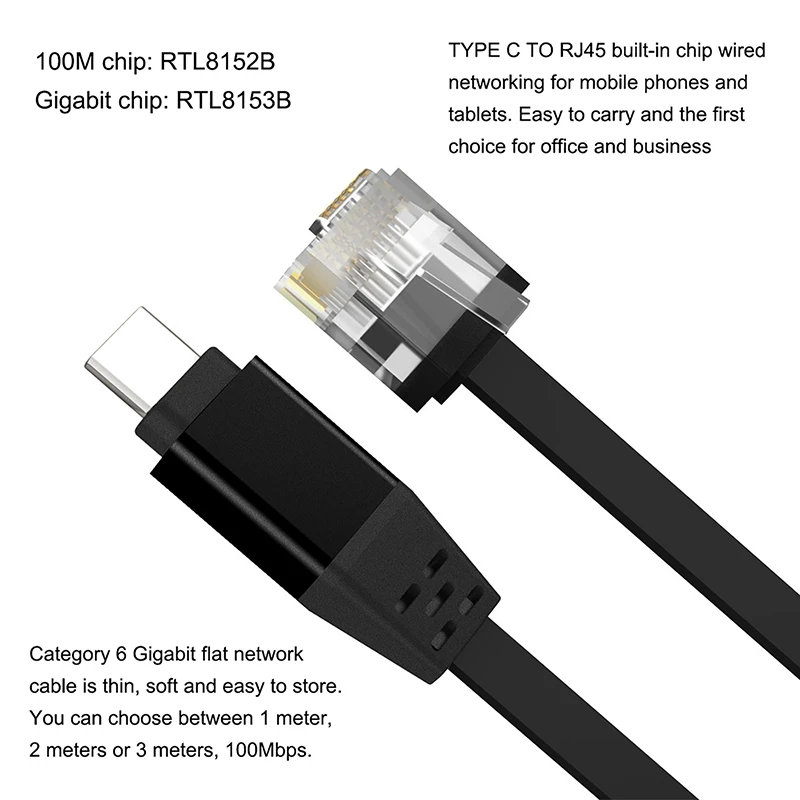 1000 m Type-C NAAR RJ45-verbindingskabel Telefoon Bekabelde netwerkadapter voor IPhone Ipad Laptop Tablet