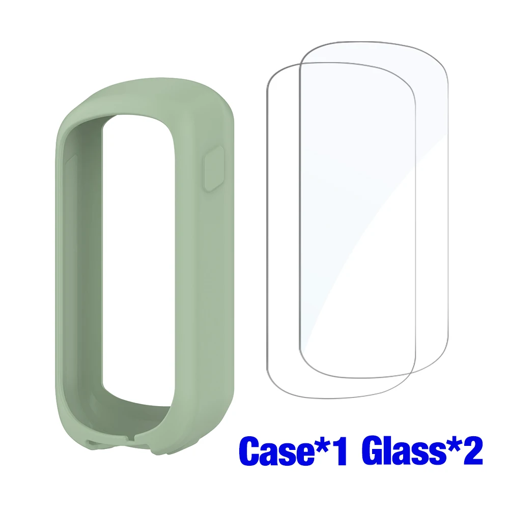 Glass+Case for Garmin Edge Explore 2 Screen Protector Tempered Glass&Soft Silicone Protective Bumper Cover Explore2 Accessories