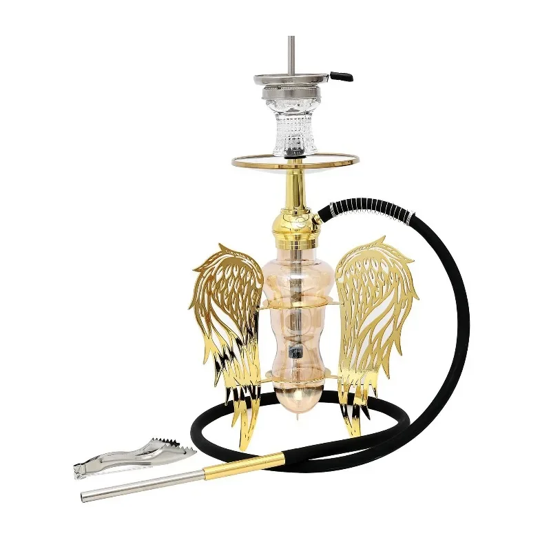 Hookah stainless steel hollow angel wing shape, shelf