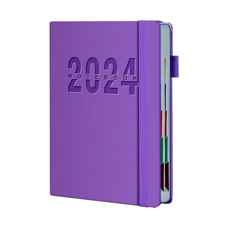 2024 Planning Notebook Plan Chinese Internal Page Notebook 365 Day Plan Calendar Schedule School Diary Book Easy To Use -Purple