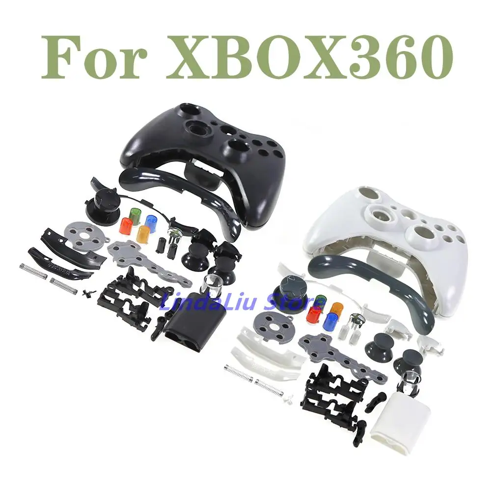 

5sets Wireless Controller Housing Shell for Xbox 360 Joystick Housing Case Black With Thumbsticks and Buttons