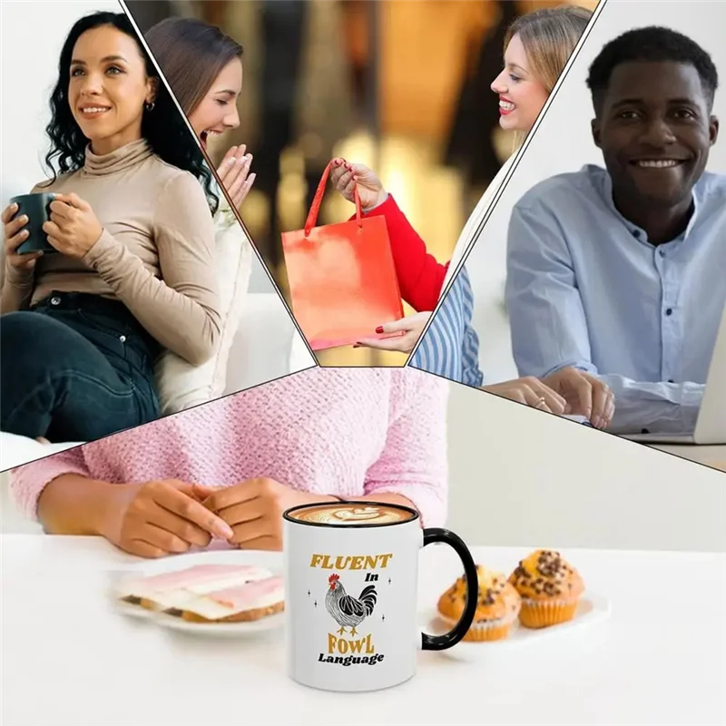 Taza de café A003, taza con patrón de pollo, tazas de café modernas de 11 Oz para té, leche, cacao, tazas de café grandes para el hogar