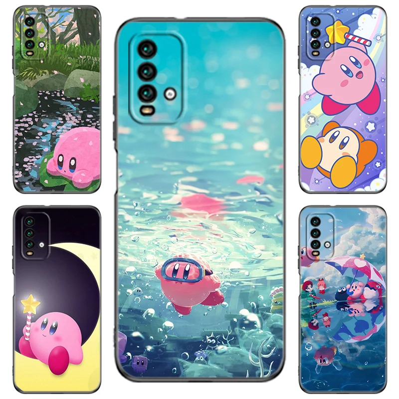 Lovely Cartoon K-Kirby Black Phone Case For Redmi 10 Prime A1 A2 Plus K30 K40 Gaming K60 Pro 9 9A 9C 9T 10A 10C 12 12C 13C