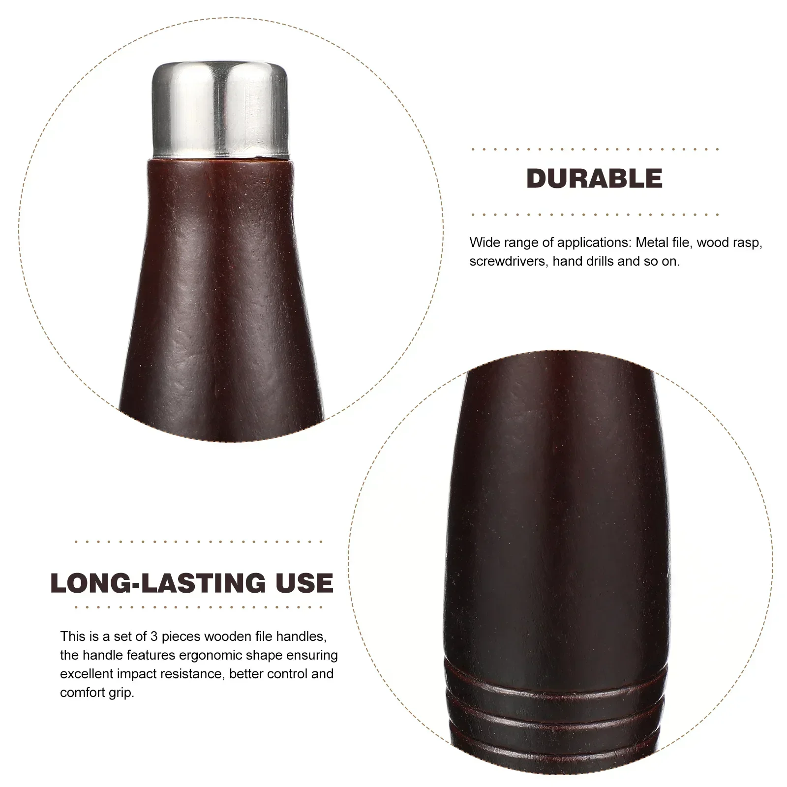 File Rasp Iron Replacement Handles 3 Wood Metal Parts Wooden Accessory Grip Replace Comfortable Pcs Wooden