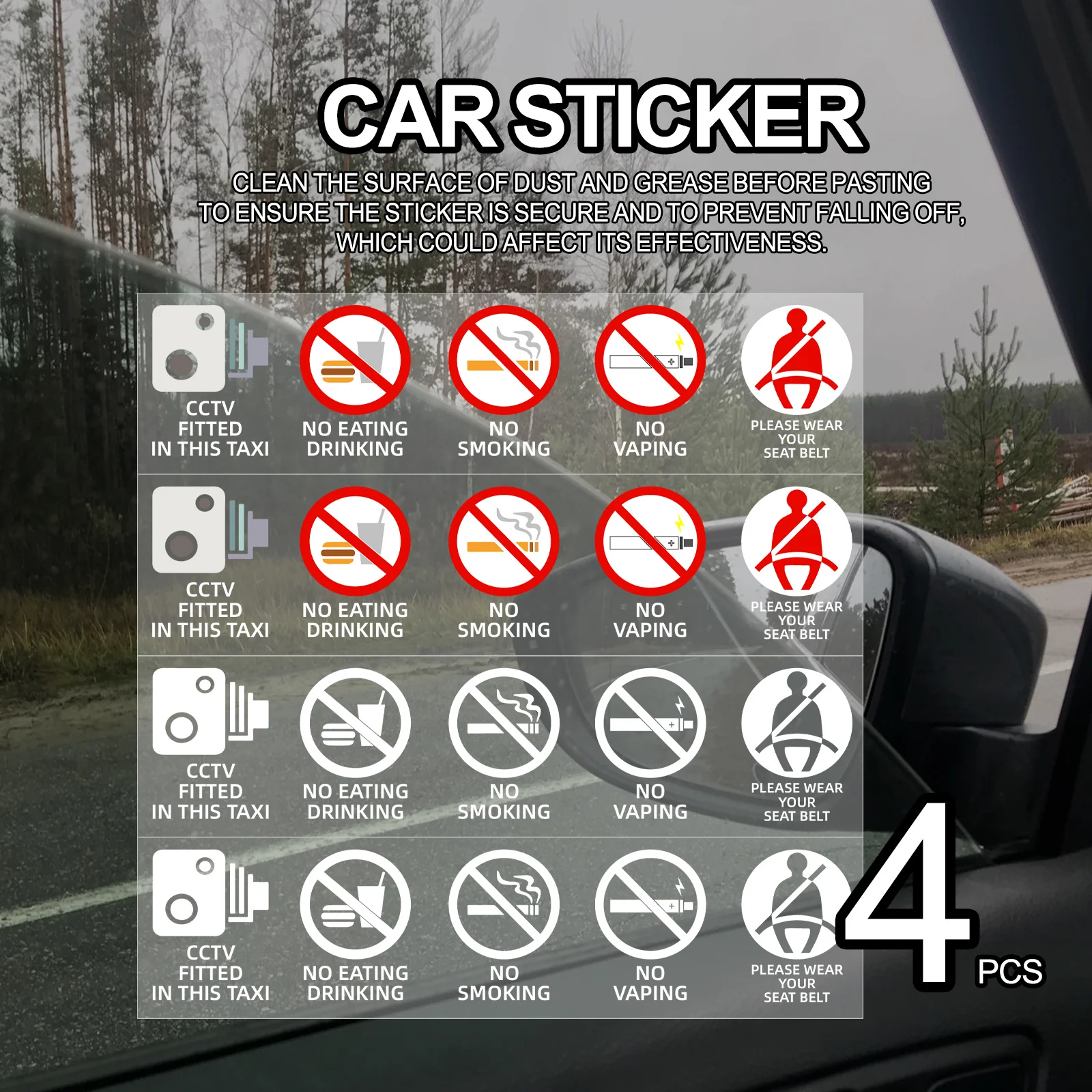1set Car Interior Warning Vinyl Stickers, Waterproof Decals For Windshield Dashboard Safety Reminder Decor, Holiday Gift