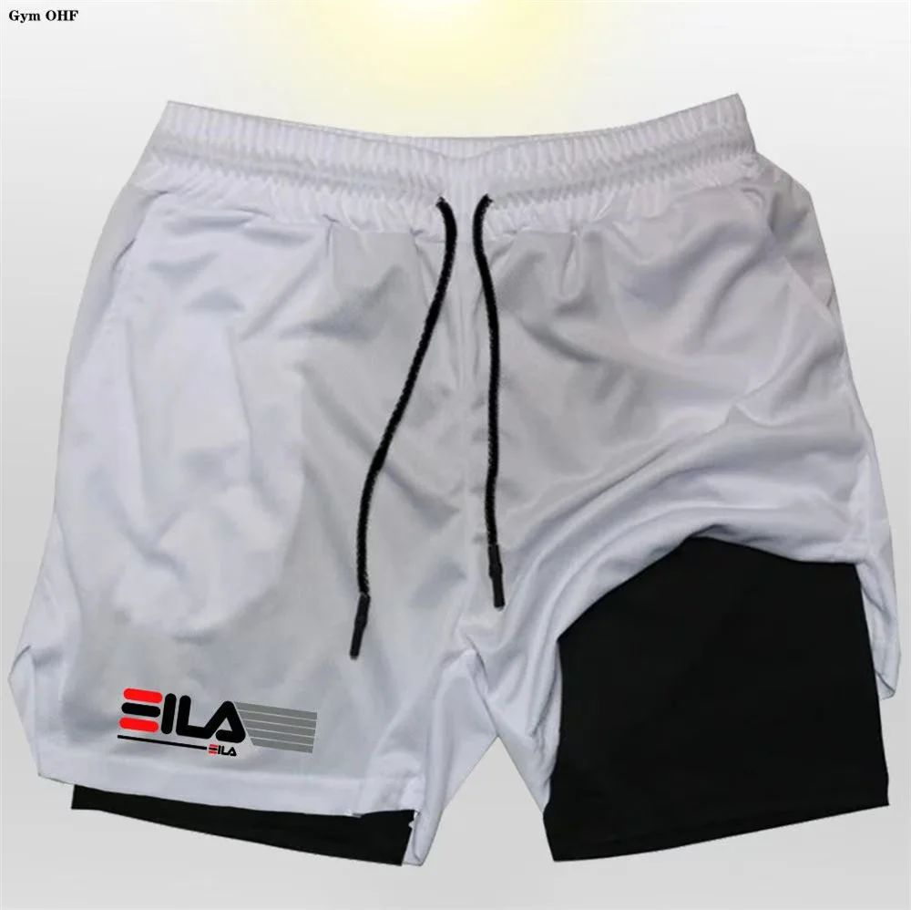 2025 Men's Two-in-one Sports Shorts Breathable Casual Quick-drying Double-layer Shorts Summer Running Sportswear Bottoms Cool