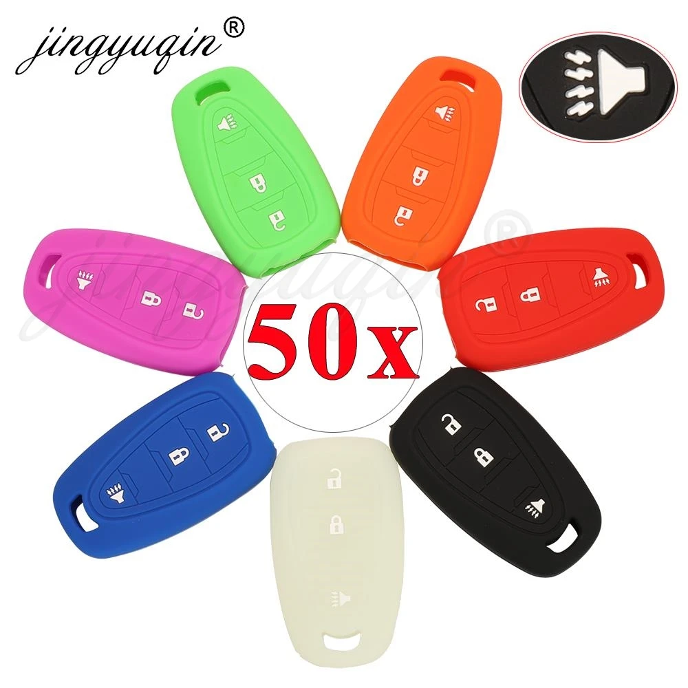 jingyuqin 50pcs Silicone Smart Remote Car Key Case Fob For Chevrolet Chevy Camaro Cruze Malibu 2016 2017 2018 2019 2020 Rubber