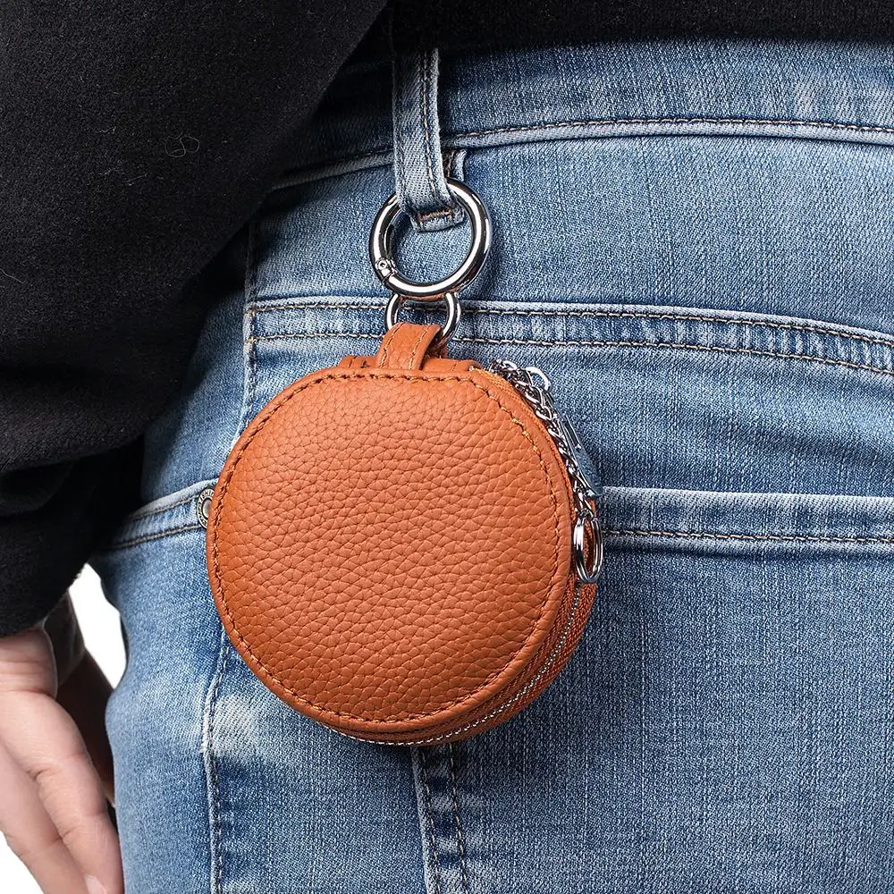 

Портативный милый кошелек из искусственной кожи с зеркалом, на молнии, круглый, с брелоком, для монет и наушников, для женщин/девушек