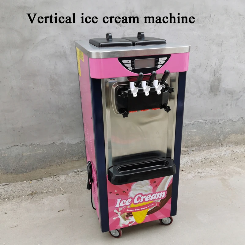 

Commercial soft ice floor standing ice cream machine, 3 flavors, 2 hoppers, 3 dispensers, used in restaurants and snack shops