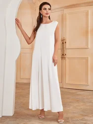 Eid Muslim Inner Dress Women Loose Solid Sleeveless Party Dresses Ramadan Abaya Caftan Kaftan Vestidos Largos Dubai Robe 2025