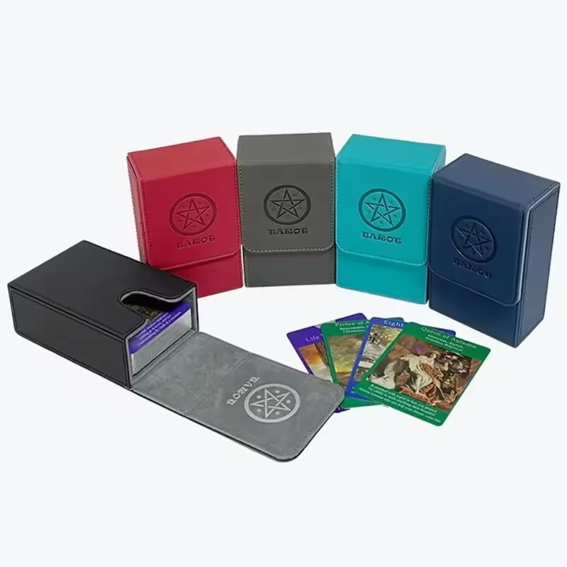 

PU Leather Pearl color Tarot Card Box Case with Magnetic Lid Closure; Fits Standard Tarot Card Deck for Most Standard Size