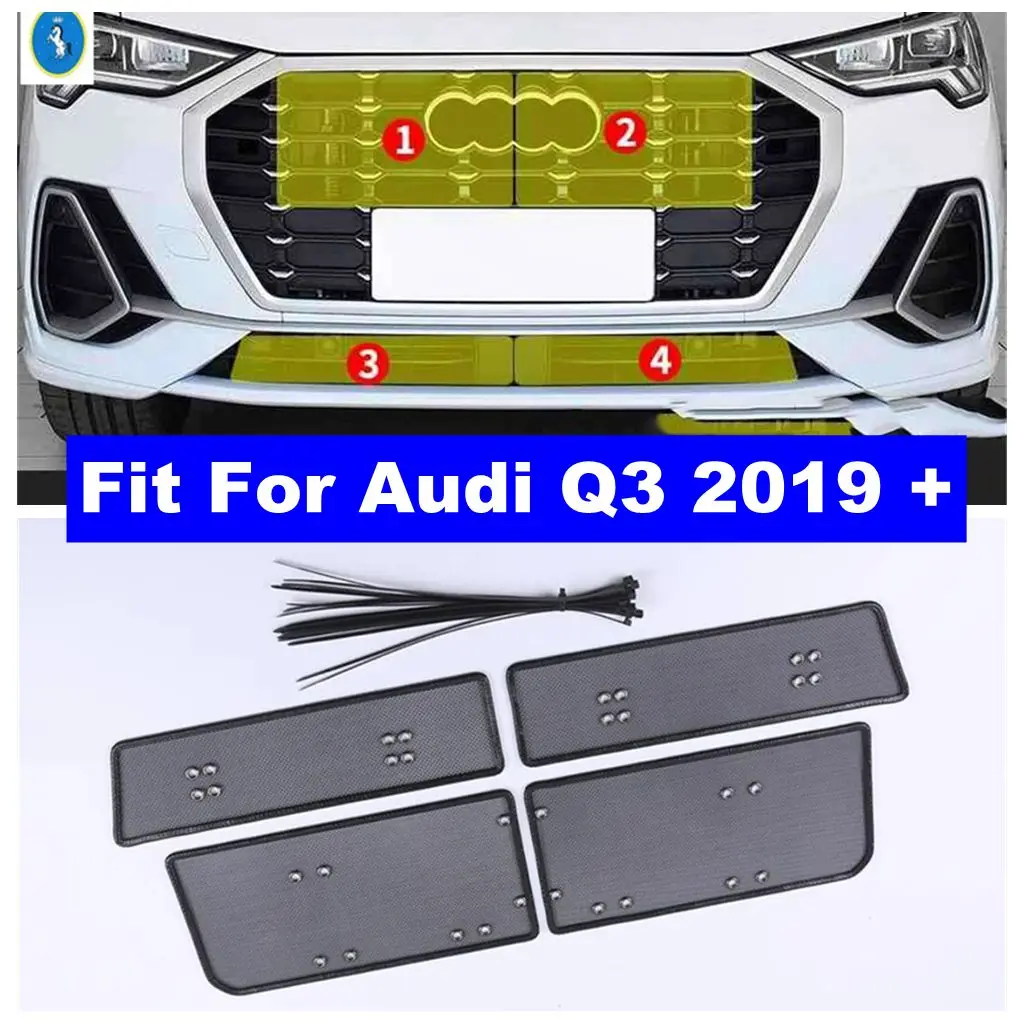 

Metal Car Insect Screening Mesh Front Grille Insert Net Cover Trim Protection Decor Cover Accessories For Audi Q3 2019 - 2024