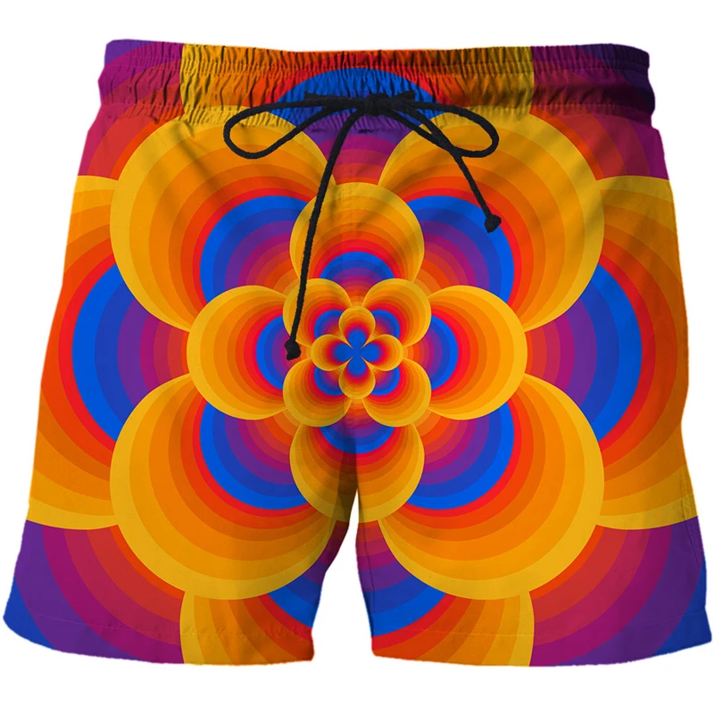 Rotation Vertigo Graphics 3d Print Summer Men's Shorts Quick Dry Swimming Shorts Oversized Casual Beach Pants Trend Men Clothing