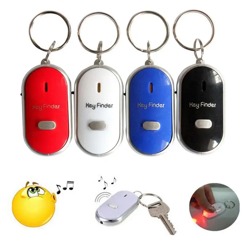 Anti-Lost Key Finder Keyring Flashing Beeping Alarm Key Locator Sound Control Smart Finder With LED Whistle Women's Men's Gift