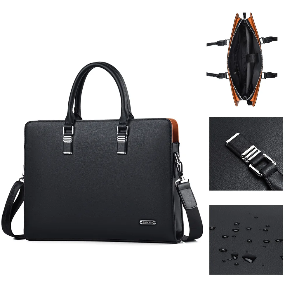 High-end Handbag Business Casual Large Capacity Luxury Men's Messenger Genuine Leather Briefcases Brief Men Case  Porte Document
