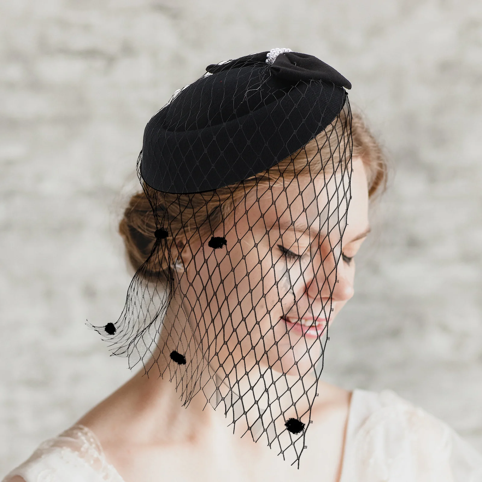 1 مجموعة أنيقة الرجعية أفضل قبعة قفازات برباط شبكة الحجاب كوكتيل حفلة مأدبة المرأة زي الرقص غطاء الرأس النساء الحجاب قبعة