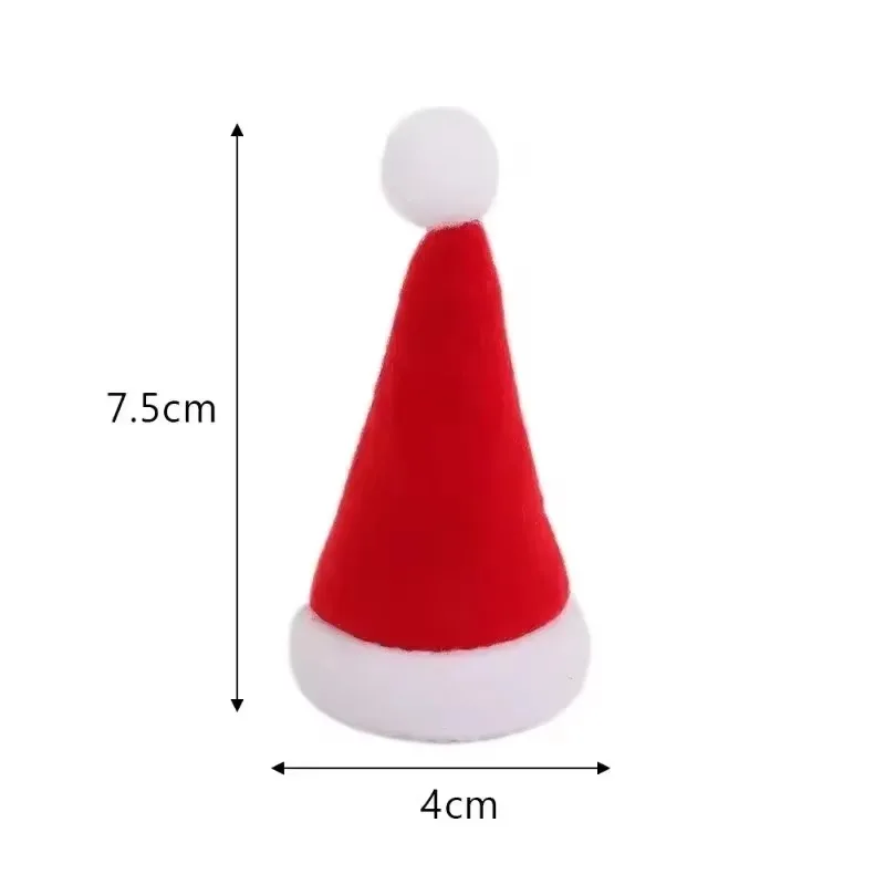 200/2Pc Mini sombrero de Papá Noel, tapas de piruletas de tela no tejida, cubiertas para botellas de vino de Navidad, soporte para botellas de Navidad, decoraciones para mesa y cena