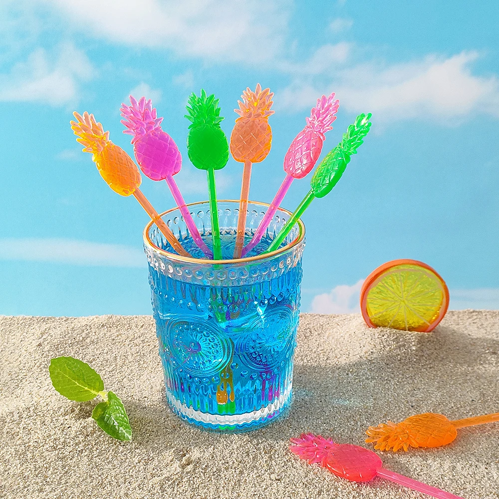 6/10 Pz Hawaii Flamingo Stir Sticks Ananas Cactus Cocktail Drink Caffè Swizzle Sticks Compleanno Tropicale Aloha Party Decor