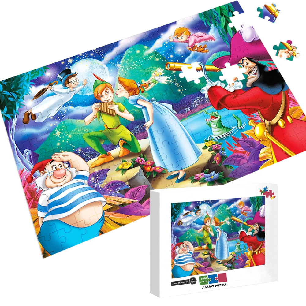 Disney Peter Pan 1000 Pieces Paper Puzzle Decompression Adult Pressure Reduction Cartoon Children Education Puzzle Toy Gift