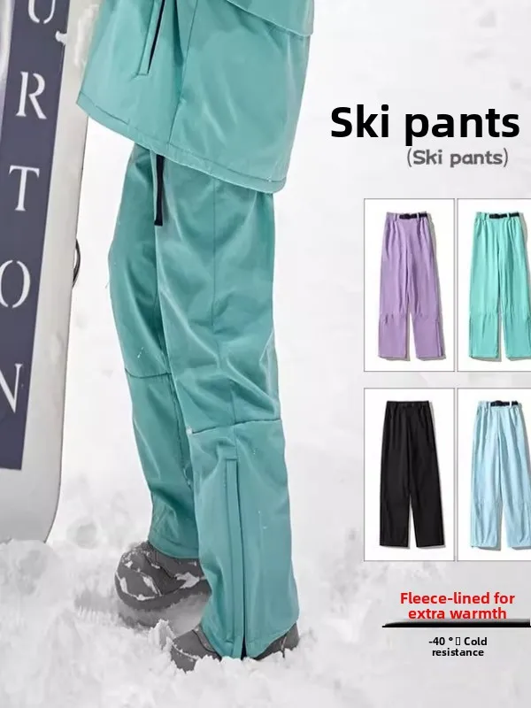 

Thiened Fce Winter Skiing Pants Men's Casual Trousers Warm Waterproof Hiking Outdoor Activities Straight Leg Pants