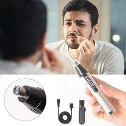 1Pcs Portable Electric Nose Trimmer Rechargeable USB Alloy Eyebrow And Ear Hair Shaver Face Beard Cleaning Machine Men and Women