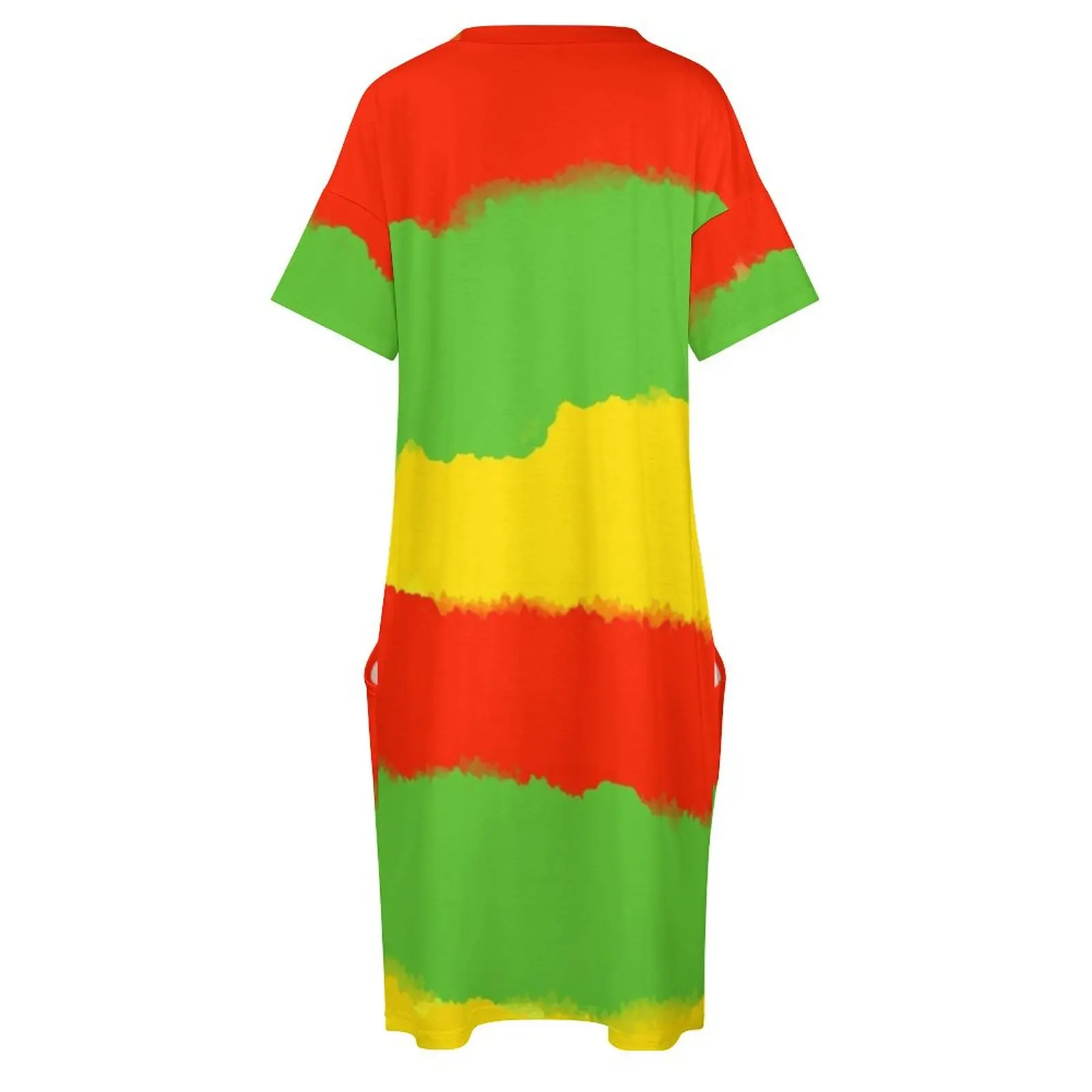 Rasta colors Loose Pocket Dress women's clothing summer 2025 novelties dress party evening elegant luxury celebrity