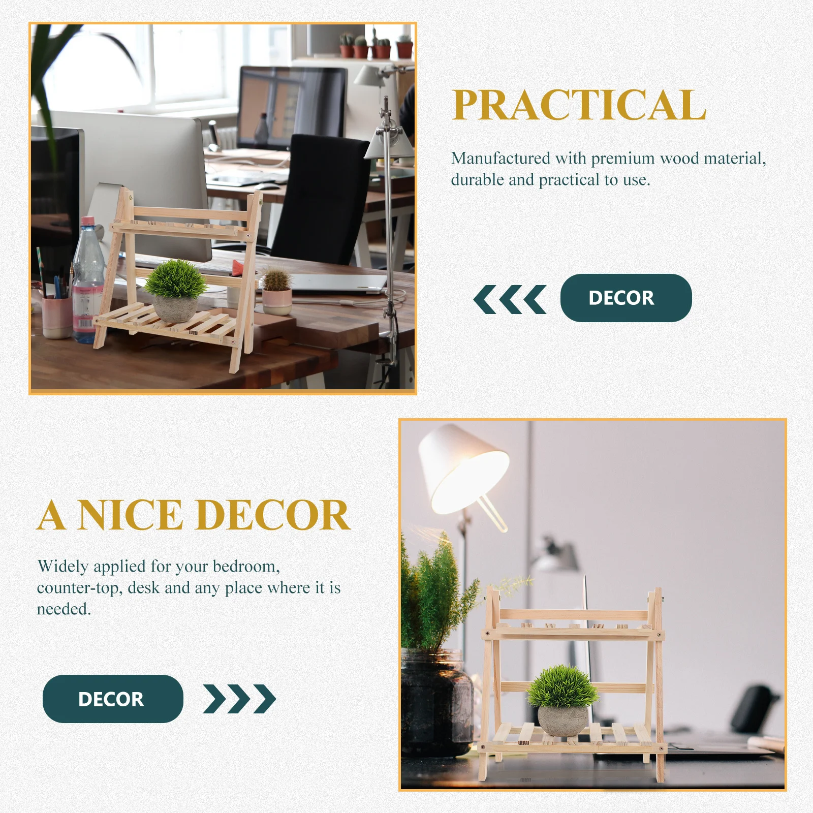 2-Tier Wooden Desktop Organizer Shelf For Table Multi-Layer Sundries Rack, Stationery Organizer, Household Storage Holder,