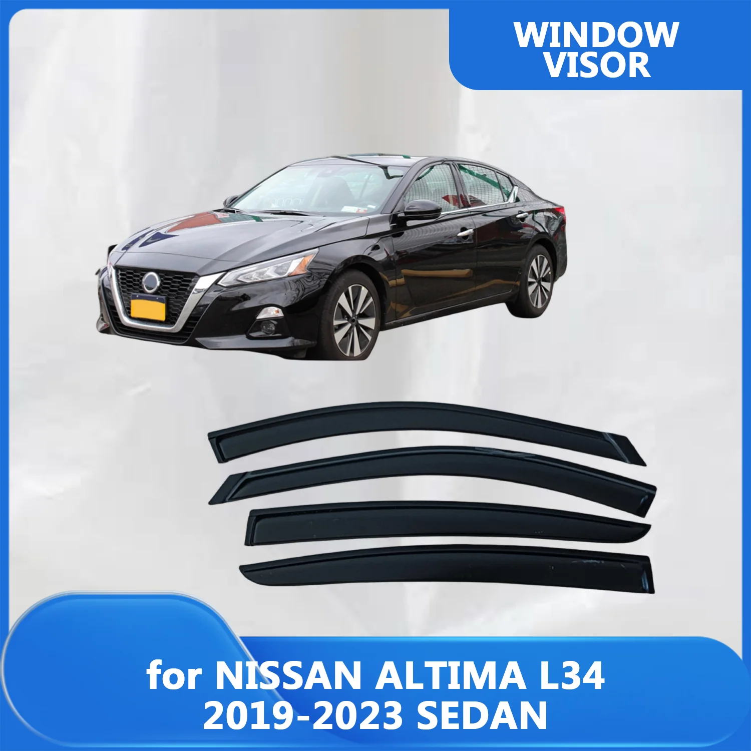 

FOR NISSAN ALTIMA L34 2019-2022 2023 SEDAN Side Window Visor Rain Guard Side Vent Deflector Weathershield Outside-Mount Tape On