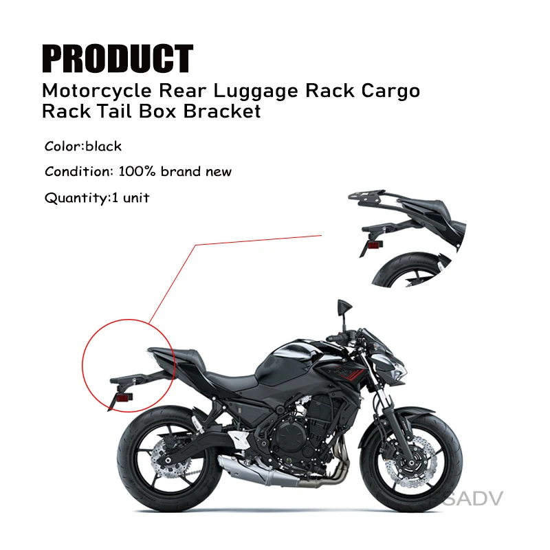 For KAWASAKI For Ninja 650 EX650 Z650 Z 650 2017-2022 Motorcycle Rear Luggage Rack Carrier Support Shelf Holder Trunk Bracket