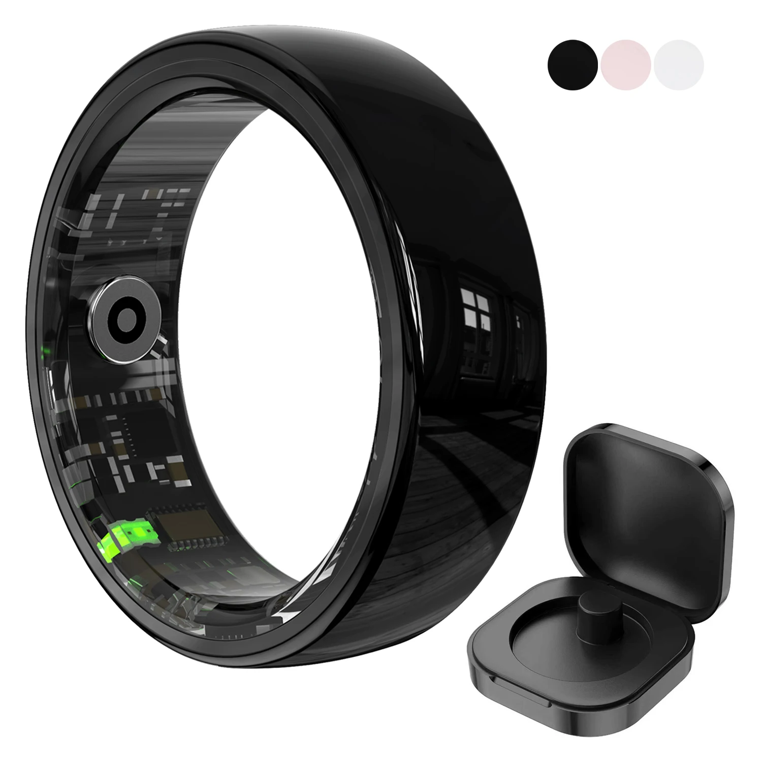 R12 Smart Ring Men Women Gesture Control Health and Sleep Monitor Multi Sport Mode 5ATM Waterproof Smart Ring with Charging Case