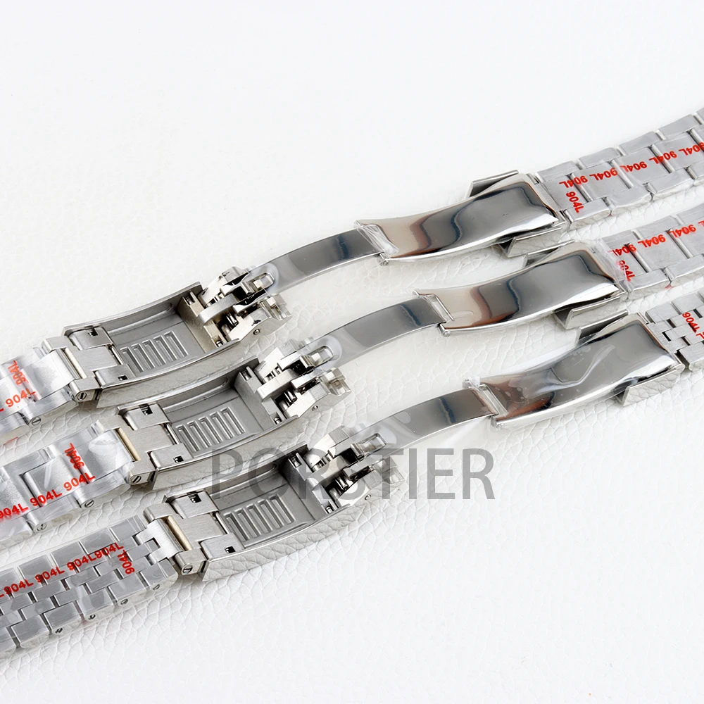 20MM Strap Silver Presidential Oyster Bracelet Soild Stainless Steel Glide Lock Clasp Wristband for Sub Log NH34 NH35 Watch Case