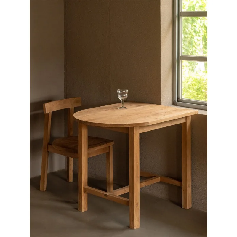 

Elm dining table, corner wabi-sabi solid wood cafe corner table