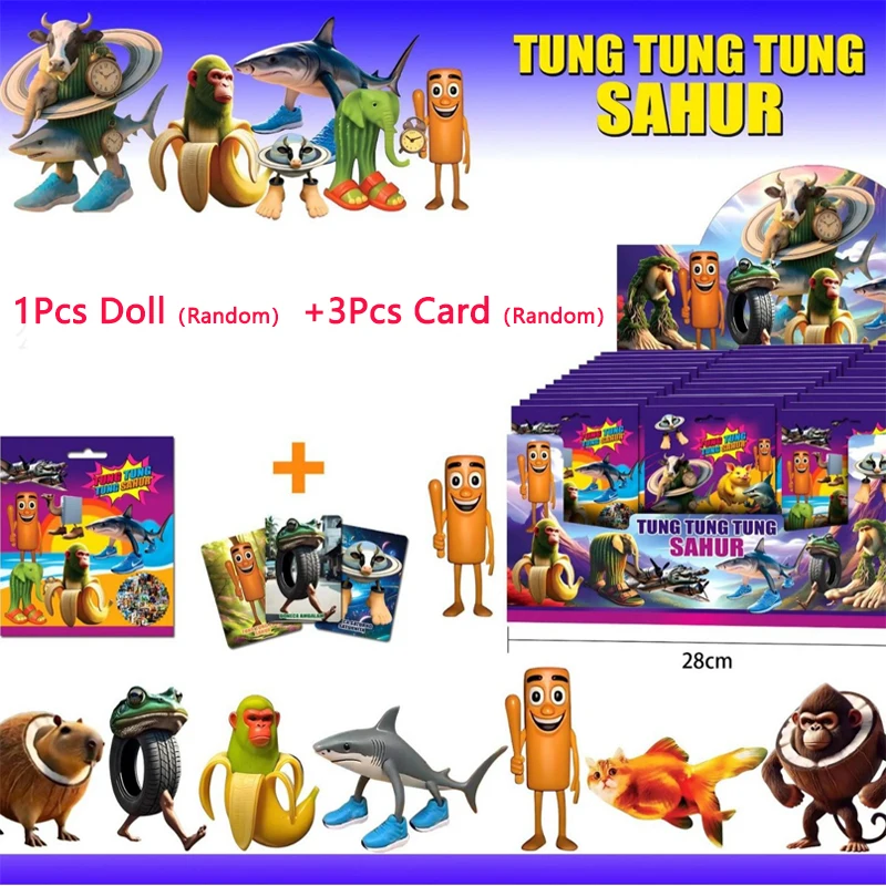 

1 шт. итальянская сумка Brainrot Blind Bag Toys Mystery Box tung tung tung Sahur 1 шт. кукла и 3 шт. наборы карточек забавная модель детский слепая сумка подарки