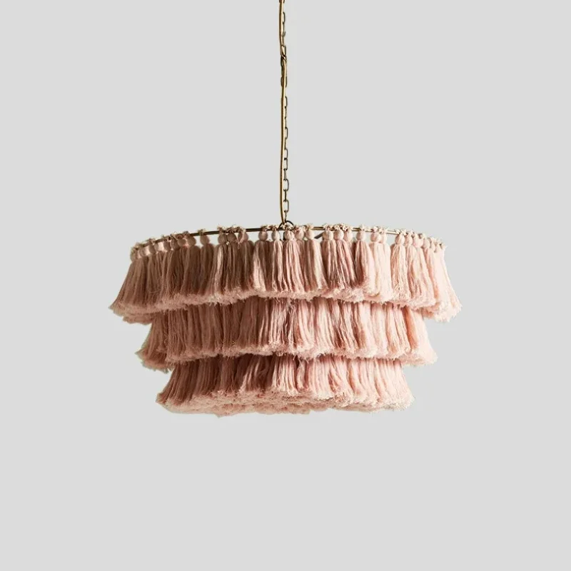 Modern Colored Tassel Pendant Light Bedroom Living Room Kitchen Pendant Light Fabric Ceiling Pendant Light Decoration